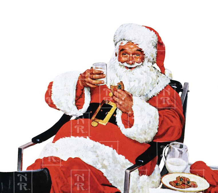 Santa Eating Milk and Cookies